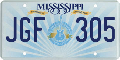 MS license plate JGF305