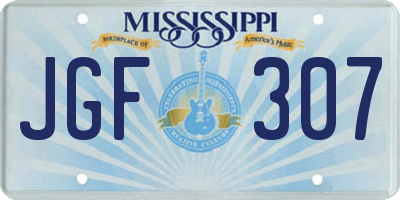 MS license plate JGF307