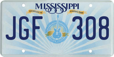 MS license plate JGF308