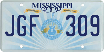 MS license plate JGF309