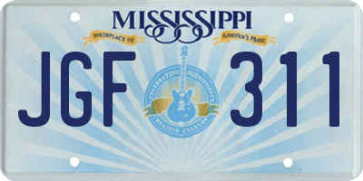 MS license plate JGF311