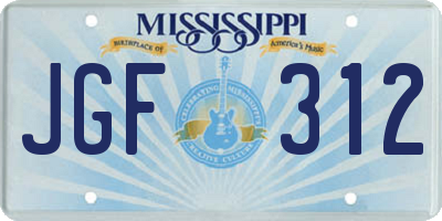 MS license plate JGF312