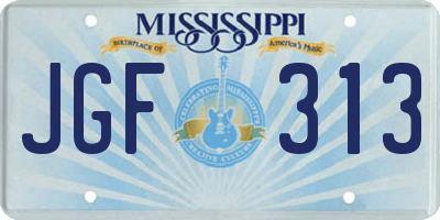 MS license plate JGF313