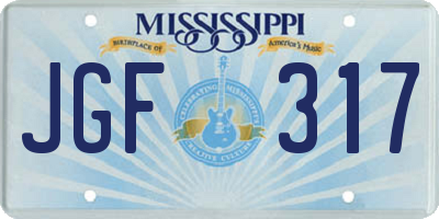 MS license plate JGF317