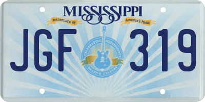 MS license plate JGF319
