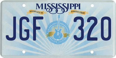 MS license plate JGF320