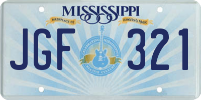 MS license plate JGF321