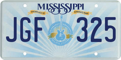 MS license plate JGF325