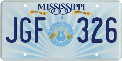 MS license plate JGF326