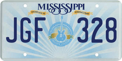 MS license plate JGF328