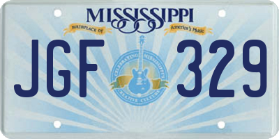 MS license plate JGF329