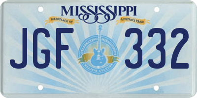 MS license plate JGF332