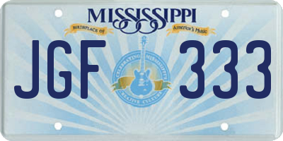 MS license plate JGF333