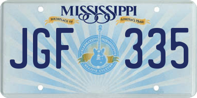 MS license plate JGF335