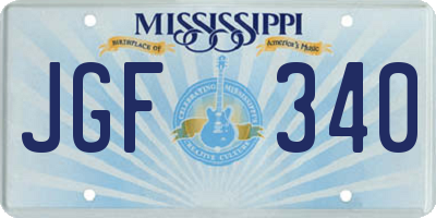 MS license plate JGF340