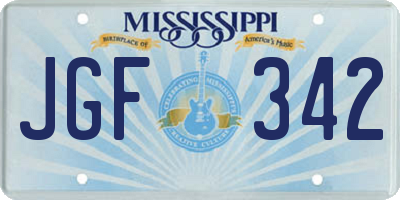 MS license plate JGF342