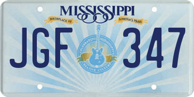 MS license plate JGF347