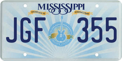 MS license plate JGF355
