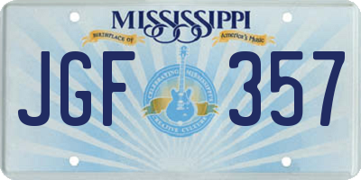 MS license plate JGF357