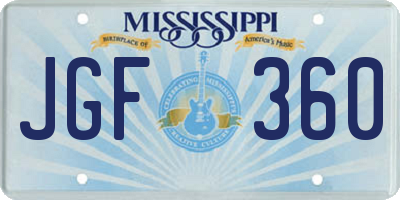 MS license plate JGF360