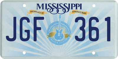 MS license plate JGF361