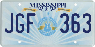 MS license plate JGF363