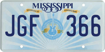 MS license plate JGF366