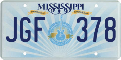 MS license plate JGF378