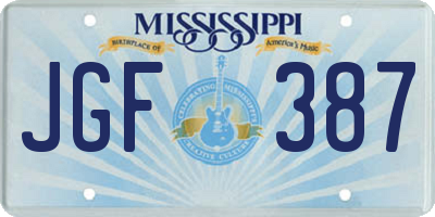 MS license plate JGF387