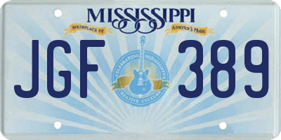 MS license plate JGF389