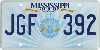 MS license plate JGF392