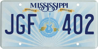 MS license plate JGF402