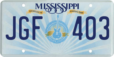 MS license plate JGF403