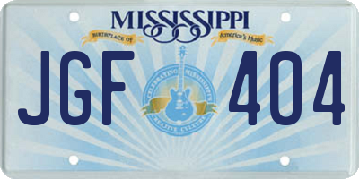 MS license plate JGF404