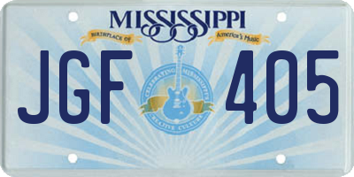 MS license plate JGF405