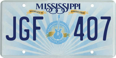 MS license plate JGF407