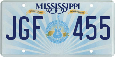 MS license plate JGF455