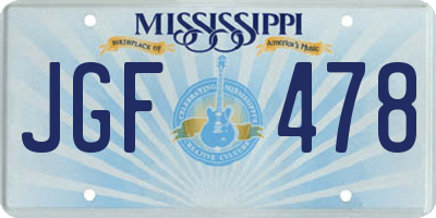 MS license plate JGF478