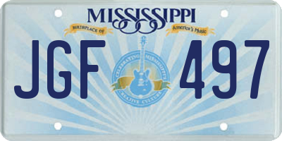 MS license plate JGF497