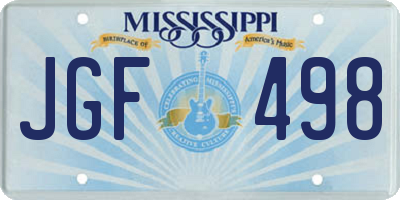 MS license plate JGF498