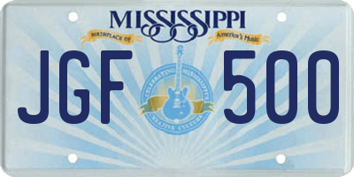 MS license plate JGF500