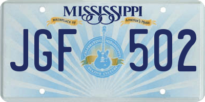 MS license plate JGF502