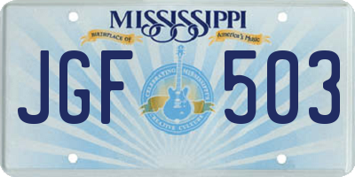 MS license plate JGF503