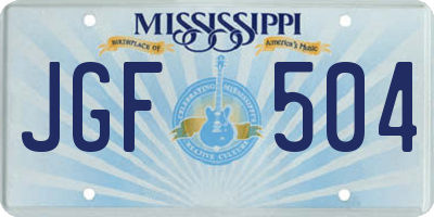 MS license plate JGF504