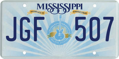 MS license plate JGF507