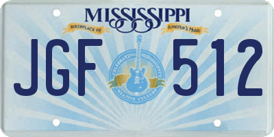 MS license plate JGF512