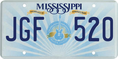 MS license plate JGF520