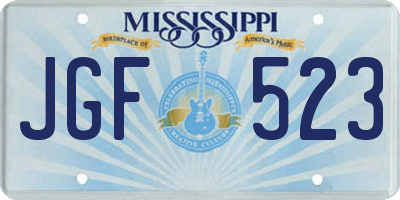 MS license plate JGF523