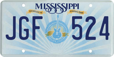 MS license plate JGF524