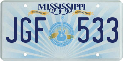 MS license plate JGF533